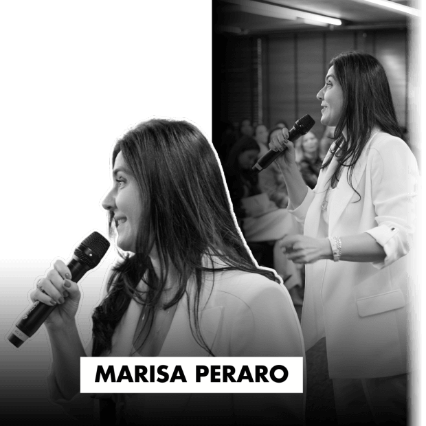 Marisa Peraro discursando no microfone
